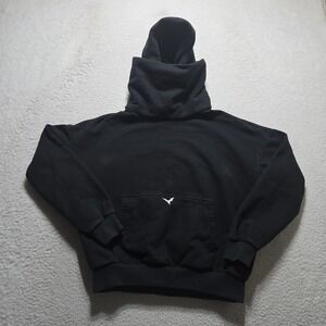 Ditch LA Masked Hoodie Size Medium Faded Black Noir White Bat Logo Crop Pullover